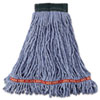 Web Foot Wet Mop Head, Shrinkless, Cotton/synthetic, Blue, Medium, 6/carton