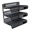Deluxe Mesh Three-Tier Desk Shelf, 3 Sections, Letter Size Files, 13.25" X 9.25" X 12.38", Black