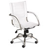 Flaunt Series Mid-Back Manager's Chair, Supports Up To 250 Lb, 18" To 21" Seat Height, White Leather Seat/back, Chrome Base