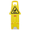 Stable Multi-Lingual Safety Sign, 13w X 13 1/4d X 26h, Yellow