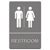 ADA Sign, Restroom Symbol Tactile Graphic, Molded Plastic, 6 x 9, Gray