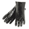 Single Dipped Pvc Gloves, Smooth, Interlock Lined, 18" Long, Large, Bk, 12 Pair