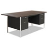 Double Pedestal Steel Desk, 72" x 36" x 29.5", Mocha/Black