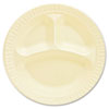 Laminated Foam Dinnerware, Plates, 3-Compartment, 10.25" dia, Honey,  125/Pack, 4 Packs/Carton