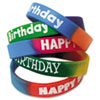 Two-Toned Happy Birthday Wristbands, 5 Designs, Assorted Colors, 10/pack