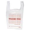 "Thank You" Handled T-Shirt Bag, 0.167 Bbl, 12.5 Microns, 11.5" X 21", White, 900/carton