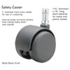 Safety Casters, Standard Neck, Grip Ring Type B Stem, 2" Hard Nylon Wheel, Matte Black, 5/Set