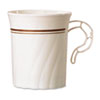 Masterpiece Plastic Mugs, 8 Oz, Ivory With Gold Print, 8/pack, 24 Pack/carton