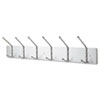 <strong>Safco®</strong><br />Metal Wall Rack, Six Ball-Tipped Double-Hooks, Metal, 36w x 3.75d x 7h, Satin