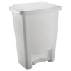 Step-On Waste Can, Rectangular, Plastic, 8.25 Gal, White