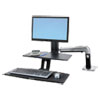 Workfit-A Sit-Stand Workstation With Suspended Keyboard, 21.5" X 11" X 37", Polished Aluminum/black