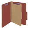 Pressboard Classification Folders, Four SafeSHIELD Fasteners, 2/5-Cut Tabs, 1 Divider, Letter Size, Red, 10/Box