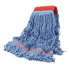 Cotton Mop Heads, Cotton/synthetic, Large, Looped End, Wideband, Blue, 12/ct