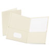 Twin-Pocket Folder, Embossed Leather Grain Paper, 0.5" Capacity, 11 X 8.5, White, 25/box
