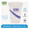 Bluestripe 25% Recycled Content Cold Cups, 16 Oz, Clear/blue, 50/pack, 20 Packs/carton