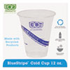 Bluestripe 25% Recycled Content Cold Cups, 12 Oz, Clear/blue, 50/pack, 20 Packs/carton