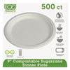 Renewable And Compostable Sugarcane Plates, 9" Dia, Natural White, 500/carton
