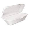 <strong>Dart®</strong><br />Foam Hinged Lid Container, Hoagie Container with Removable Lid, 5.3 x 9.8 x 3.3, White, 125/Bag, 4 Bags/Carton