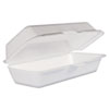 <strong>Dart®</strong><br />Foam Hinged Lid Container, Hot Dog Container, 3.8 x 7.1 x 2.3, White,125/Bag, 4 Bags/Carton