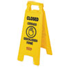 <strong>Rubbermaid® Commercial</strong><br />Multilingual "Closed" Sign, 2-Sided, 11 x 12 x 25, Yellow