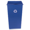 Square Recycling Container, 50 gal, Plastic, Blue