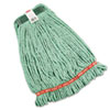 Web Foot Wet Mop Heads, Shrinkless, Cotton/synthetic, Green, Medium
