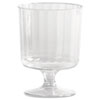 Classic Crystal Plastic Wine Glasses on Pedestals, 5 oz, Clear, Fluted, 10/Pack, 24 Packs/Carton