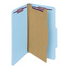 Four-Section Pressboard Top Tab Classification Folders, Four SafeSHIELD Fasteners, 1 Divider, Legal Size, Blue, 10/Box