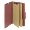 Pressboard Classification Folders, Six SafeSHIELD Fasteners, 2/5-Cut Tabs, 2 Dividers, Legal Size, Red, 10/Box