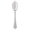 Heavyweight Plastic Serving Spoons, Silver, 10", Reflections, 60/carton