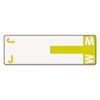 ALPHAZ COLOR-CODED FIRST LETTER COMBO ALPHA LABELS, J/W, 1.16 X 3.63, WHITE/YELLOW, 5/SHEET, 20 SHEETS/PACK