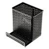Urban Collection Punched Metal Pencil Cup/Cell Phone Stand, Perforated Steel, 3.5 x 3.5, Black