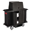 Full Size Housekeeping Cart With Doors, 22w X 60d X 67.5h, Black