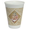 Cafe G Hot/Cold Cups, Foam, 12 oz, White with Brown/Red/White, 20/Bag, 50 Bags/Carton