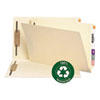 Recycled Manila End Tab Fastener Folders, 0.75" Expansion, 2 Fasteners, Legal Size, Manila Exterior, 50/Box