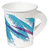 Jazz Paper Hot Cups With Handles, 6 Oz, White/green/purple, 50/bag, 20 Bags/carton