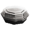 Octaview Hinged-Lid Hot Food Containers, 31 Oz, 9.55 X 9.1 X 3, Black/clear, 100/carton