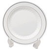 Masterpiece Plastic Dinnerware, Plate, 10.25" Dia. White/silver, 12/pack, 10 Packs/carton
