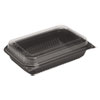 Hinged-Lid Dinner Box, 64 oz, 11.5 x 8.1 x 3,  Black/Clear, 100/Carton