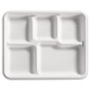 Heavy-Weight Fiber Cafe Tray, 5-Compartment, 10.5 X 8.5, Beige, 125/bag, 4 Bags/carton