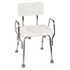 Shower Chair, Supports Up To 350 Lb, 16" To 20" Seat Height, White/silver