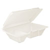 Foam Hinged Lid Containers, 6.4 X 9.33 X 2.9, White, 100/bags, 2 Bags/carton