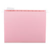 Colored Hanging File Folders, Letter Size, 1/5-Cut Tab, Pink, 25/box