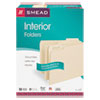 Interior File Folders, 1/3-Cut Tabs: Assorted, Letter Size, 0.75" Expansion, Manila, 100/Box
