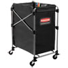 <strong>Rubbermaid® Commercial</strong><br />One-Compartment Collapsible X-Cart, Synthetic Fabric, 4.98 cu ft Bin, 20.33" x 24.1" x 34", Black/Silver