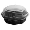 Octaview Hinged-Lid Hot Food Containers, 6.3 X 1.2 X 1.2, Black/clear, 200/carton