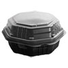 Octaview Hinged-Lid Hot Food Containers, 6.3 X 3.1 X 1.5, Black/clear, 200/carton
