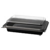 Creative Carryouts Hinged Plastic Hot Deli Boxes, 8.75 X 6.2 X 2.2, Black/clear, 200/carton