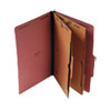 Six-Section Classification Folder with Pockets, 2" Expansion, 2 Dividers, 6 Fasteners, Legal Size, Red Exterior, 10/Box