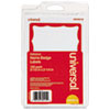<strong>Universal®</strong><br />Border-Style Self-Adhesive Name Badges, 3 1/2 x 2 1/4, White/Red, 100/Pack